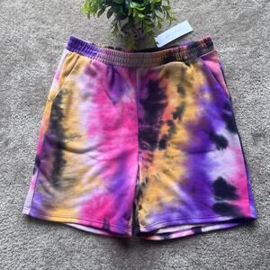NWT All in Favor Pink & Purple Tie-Dye Lounge High-Rise Shorts Size: Medium